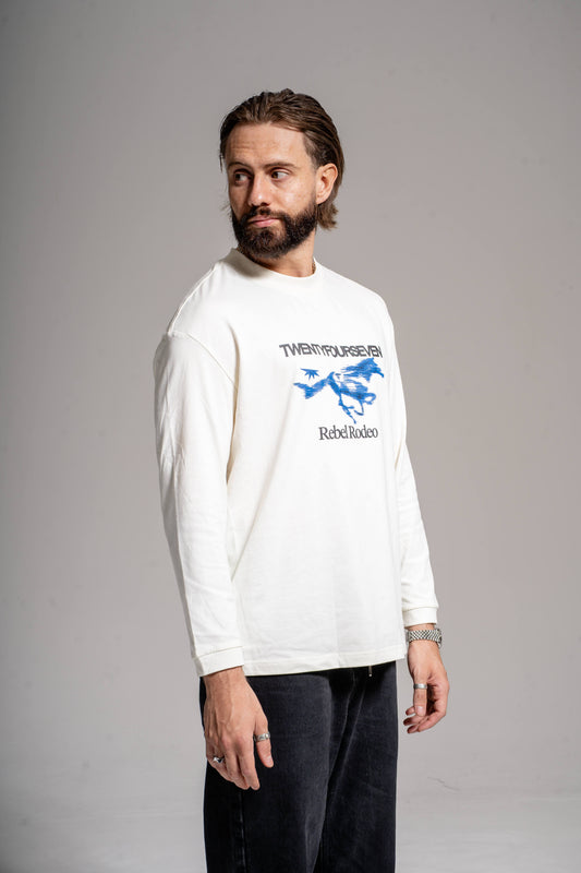 REBEL RODEO LONG SLEEVE T-SHIRT - CHALK