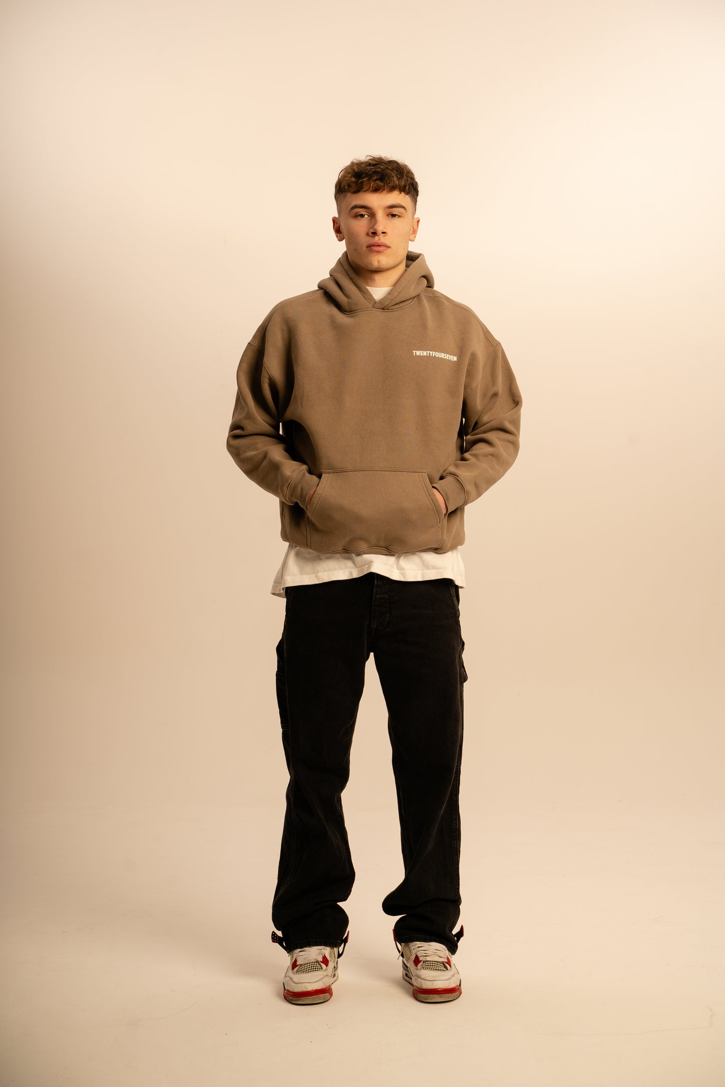 TWENTYFOURSEVEN ‘BOLDS' HEAVYWEIGHT HOODIE - TAUPE