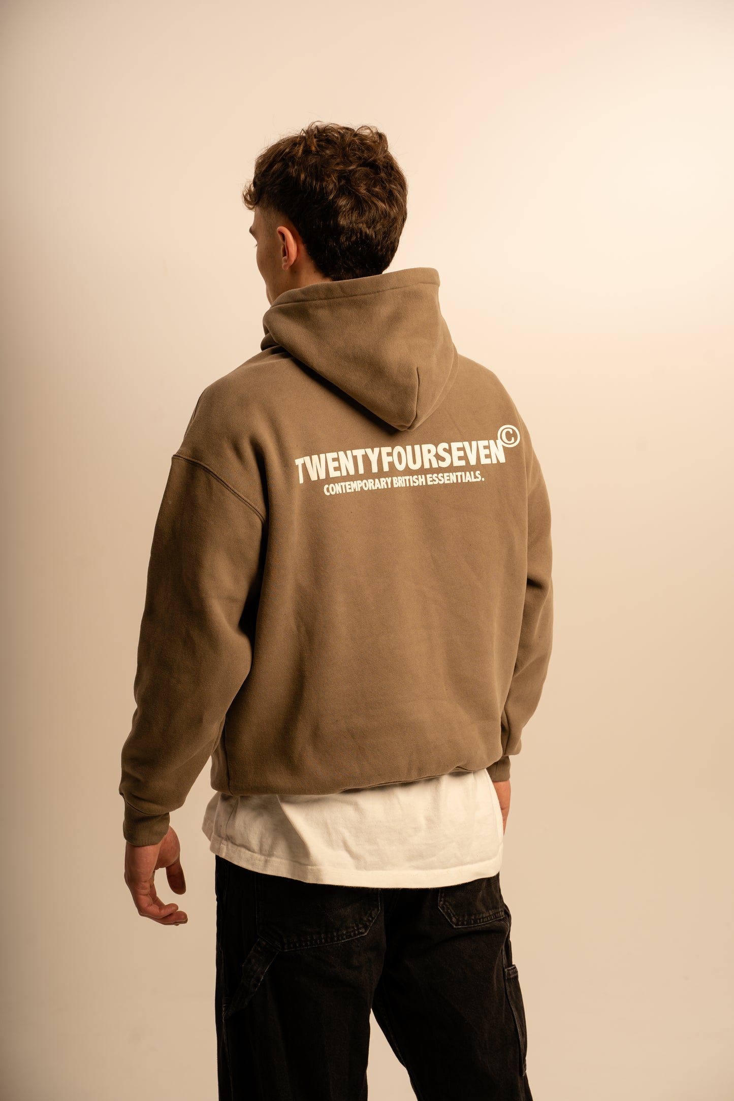 TWENTYFOURSEVEN ‘BOLDS' HEAVYWEIGHT HOODIE - TAUPE