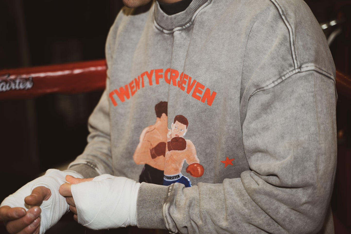 TWENTYFOURSEVEN TRAINING GYM WASHED GREY SWEATER