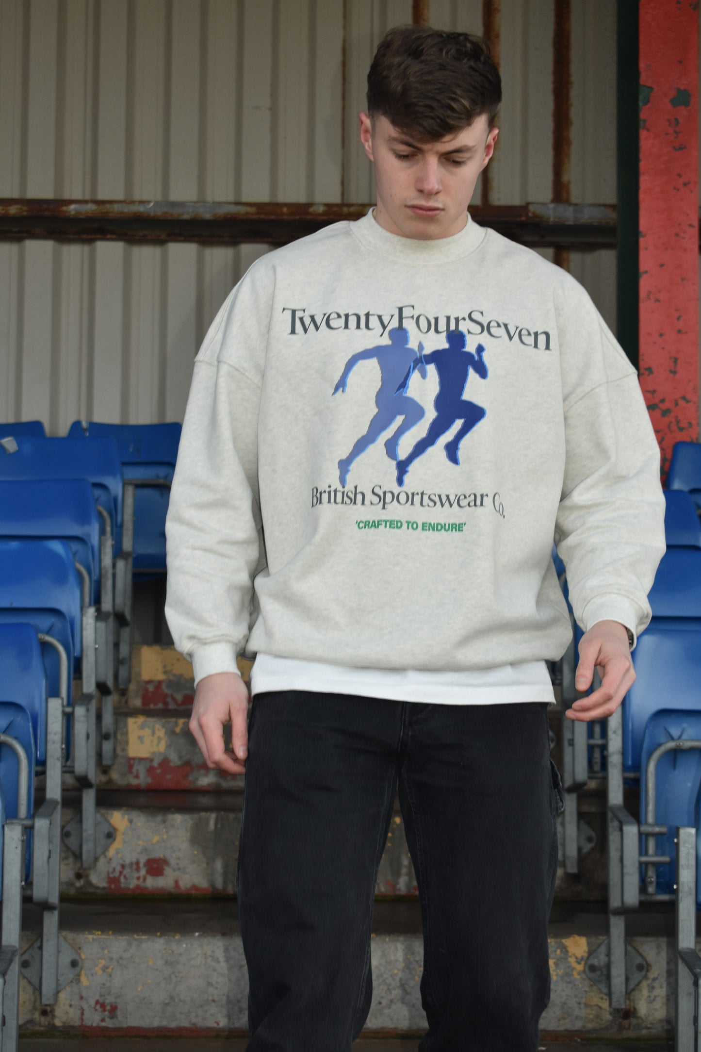 TWENTYFOURSEVEN BRITISH SPORTSWEAR SWEATER - GREY MARL