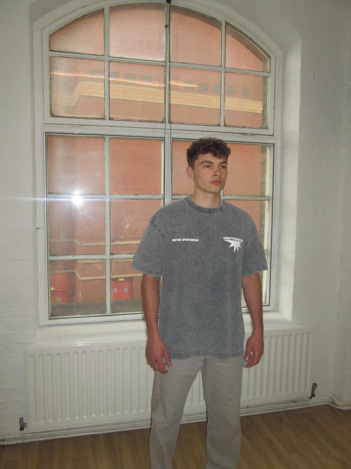 TWENTYFOURSEVEN WASHED GREY PERENNIAL COLLECTION T-SHIRT
