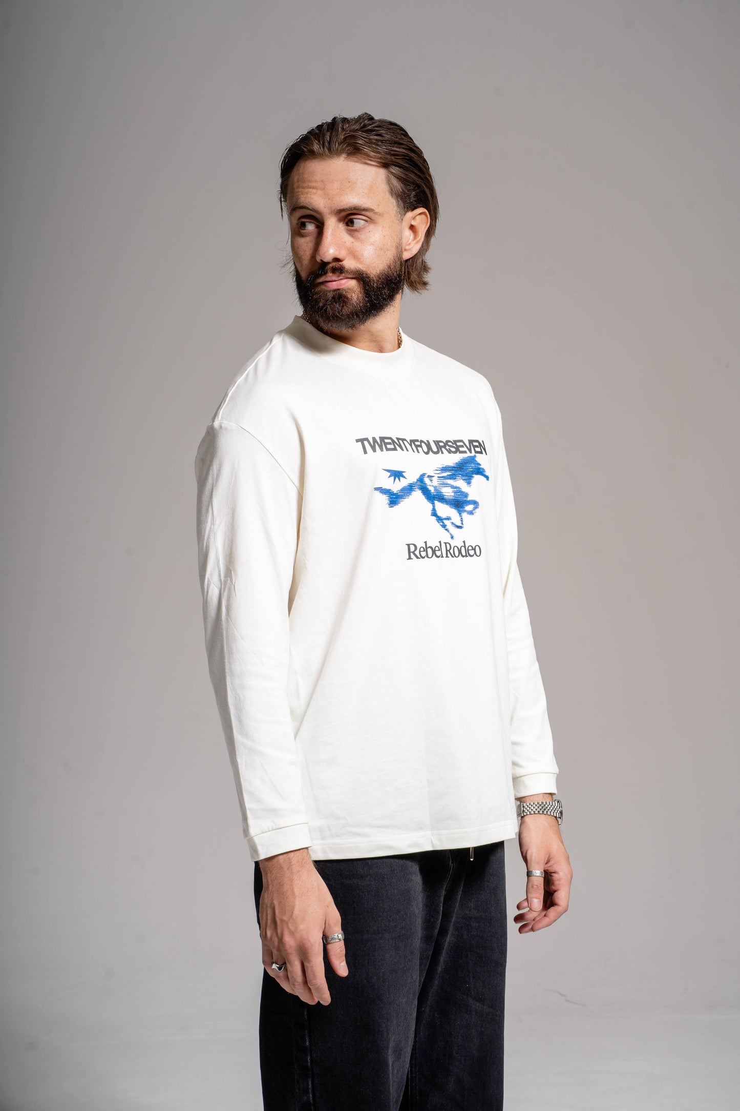 REBEL RODEO LONG SLEEVE T-SHIRT - CHALK