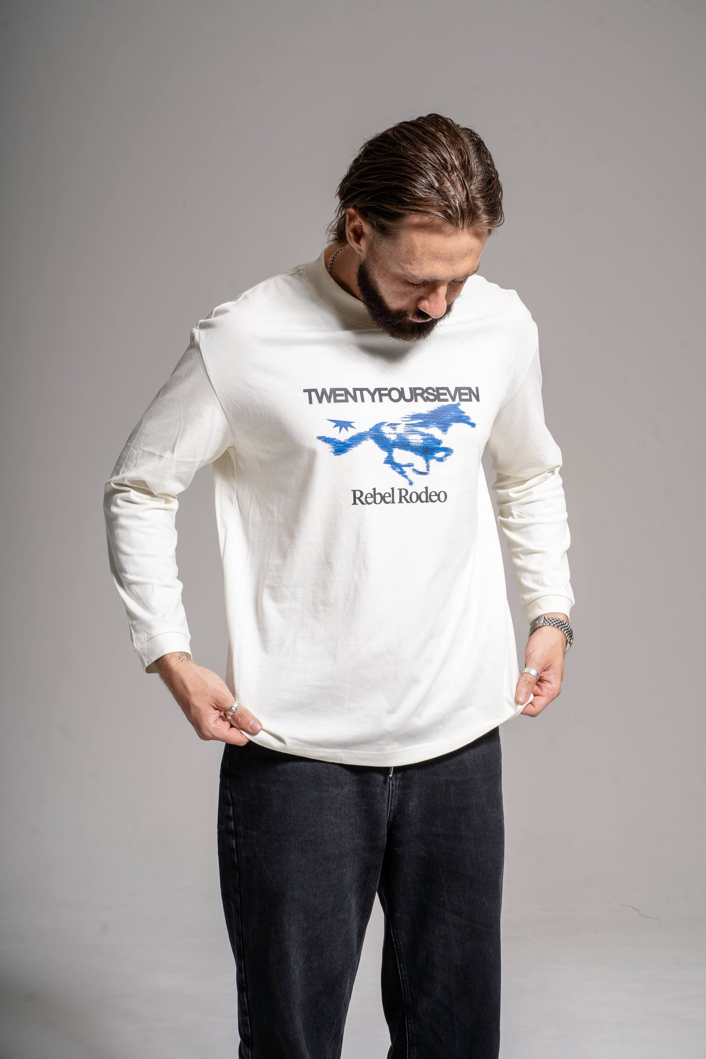 REBEL RODEO LONG SLEEVE T-SHIRT - CHALK