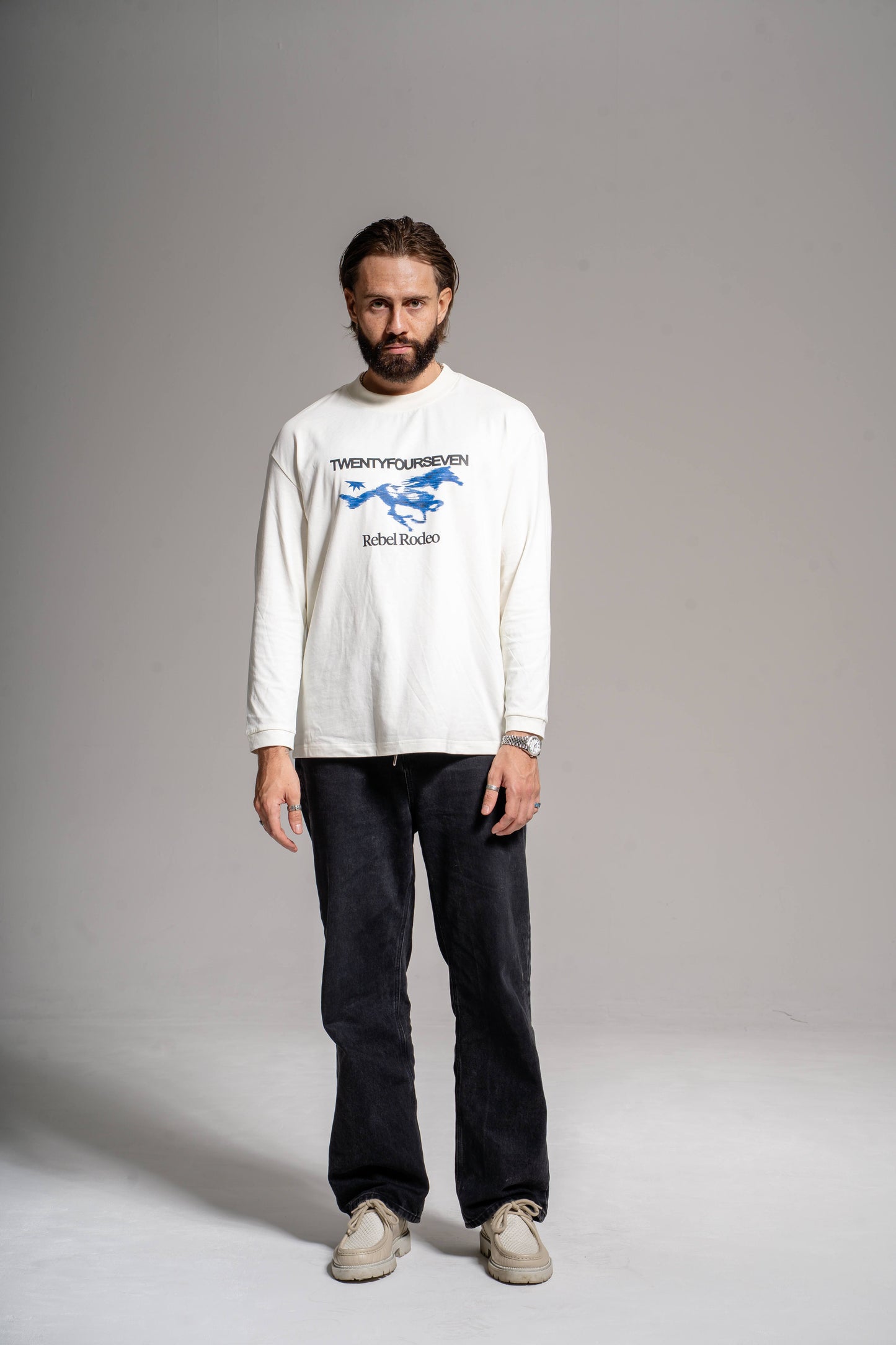 REBEL RODEO LONG SLEEVE T-SHIRT - CHALK