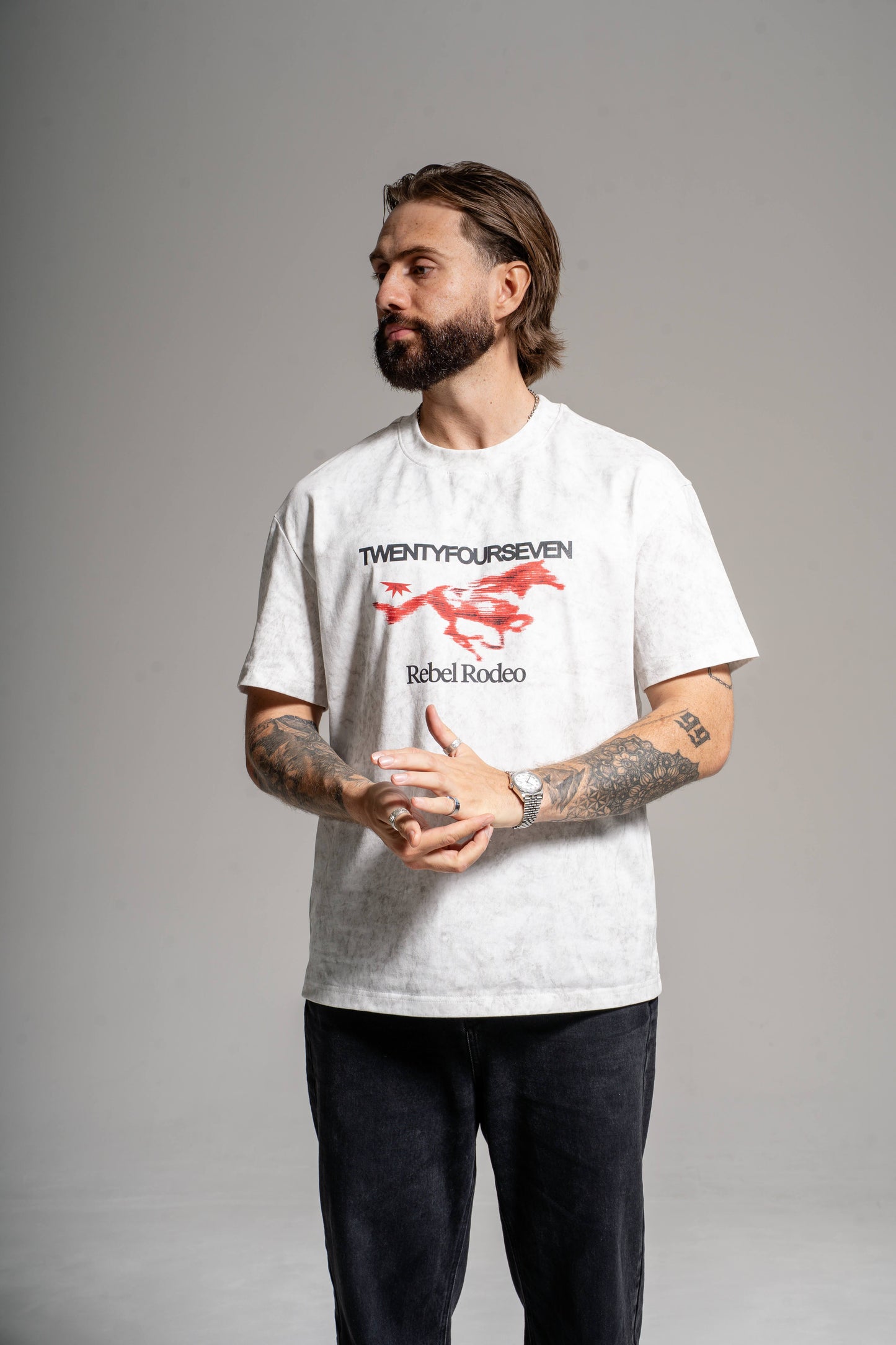 REBEL RODEO T-SHIRT - WASHED WHITE