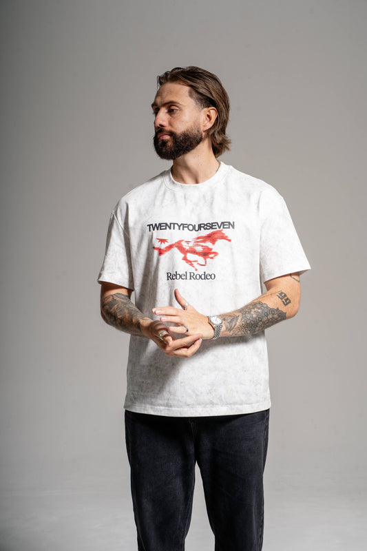 REBEL RODEO T-SHIRT - WASHED WHITE