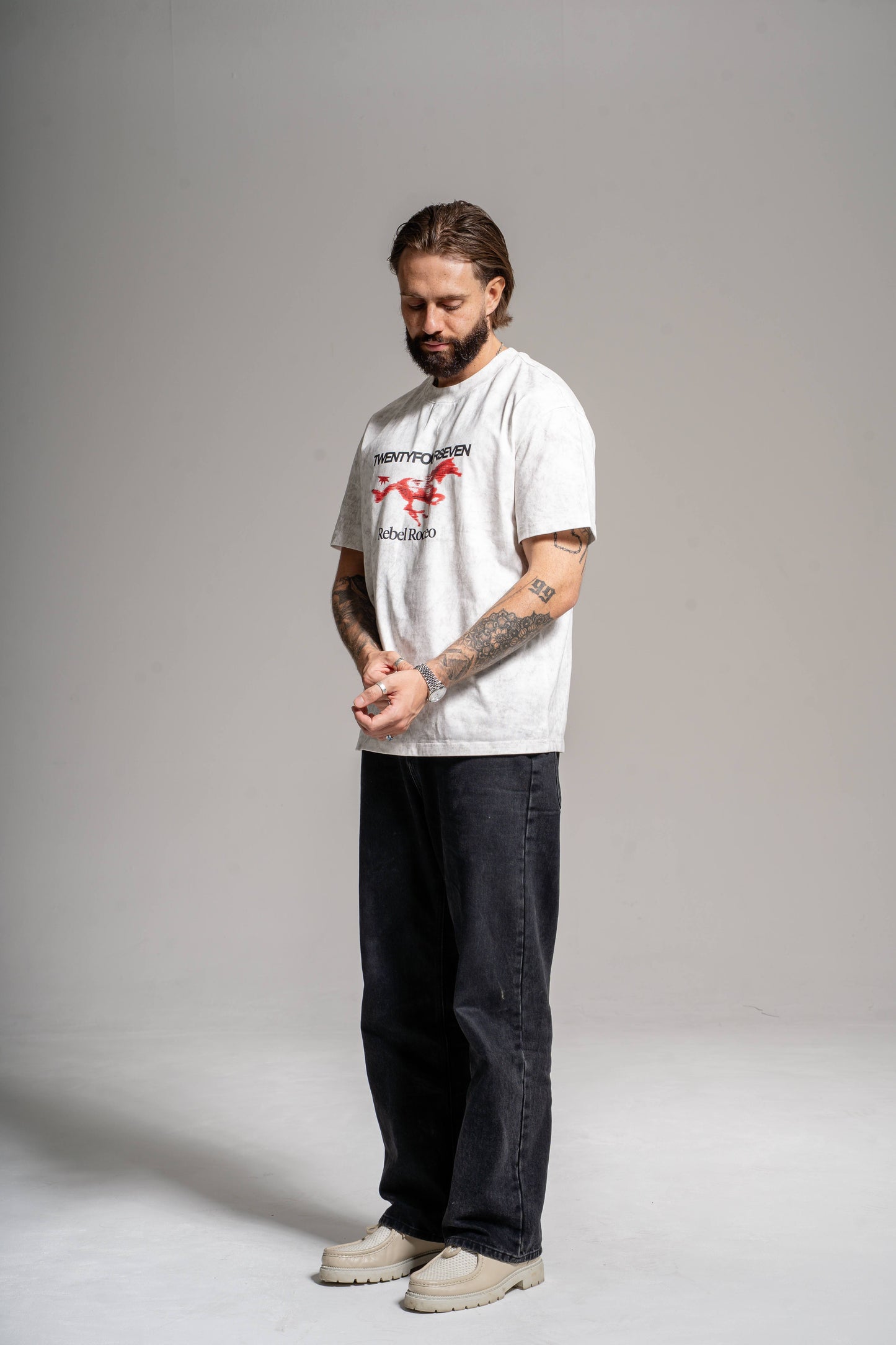 REBEL RODEO T-SHIRT - WASHED WHITE