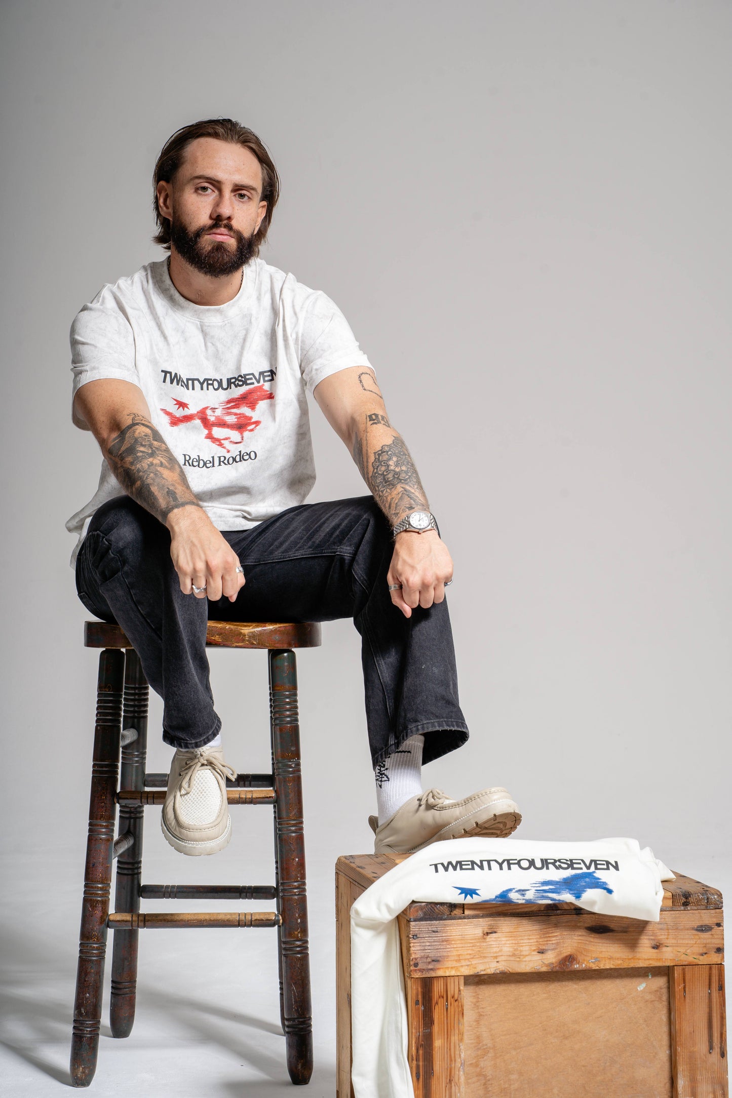 REBEL RODEO T-SHIRT - WASHED WHITE