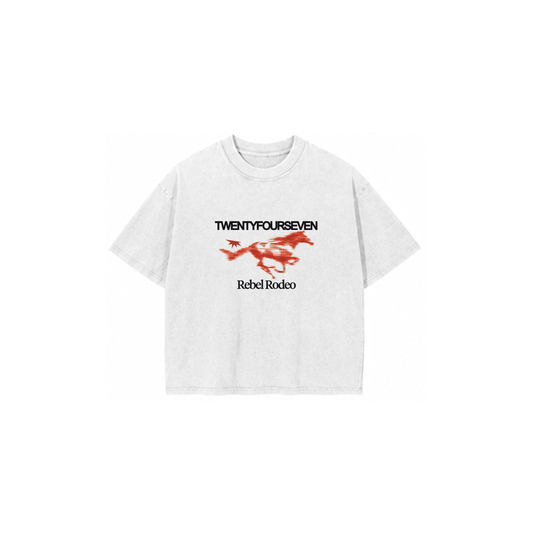 REBEL RODEO T-SHIRT - WASHED WHITE